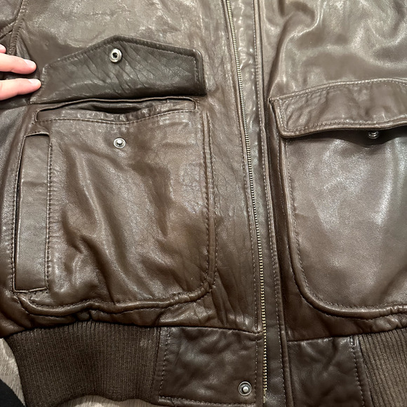 Armed Forces Brown AVIREXFLY Genuine Leather Bomber Pilot Jacket Mens L - Picture 9 of 11